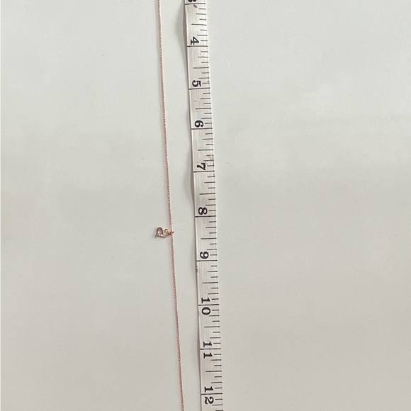 Solid Stamped 14K Rose Gold Natural Diamond Initial Letter a Pendant Necklace - Picture 10 of 12